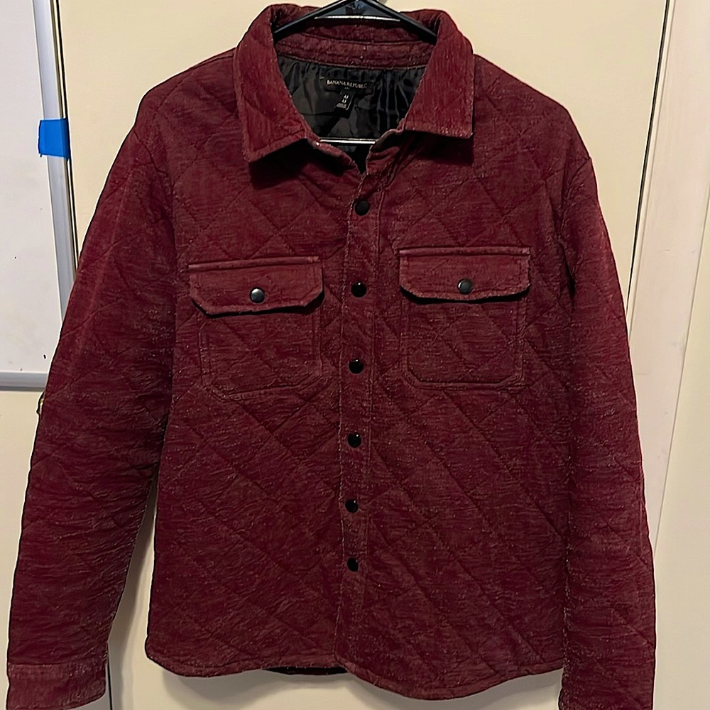 Banana Republic Maroon Quilted Shirt Jacket, M